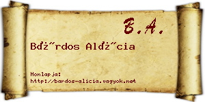 Bárdos Alícia névjegykártya
